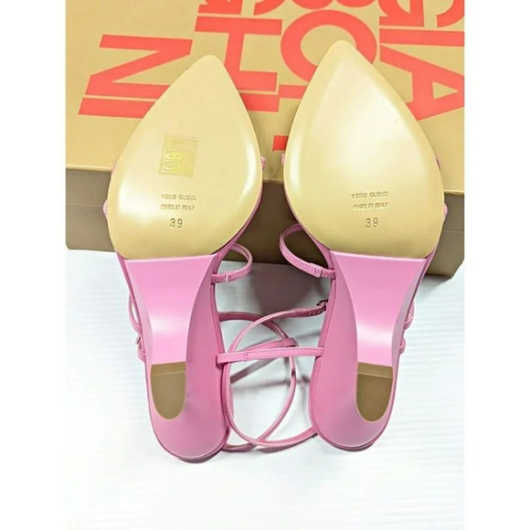 Gia Borghini Women's Gia 26 Strappy Wedge Sandals Pink Size 39 IT (MSRP $510) - Picture 11 of 12